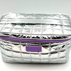 Clinique quilted silver train case